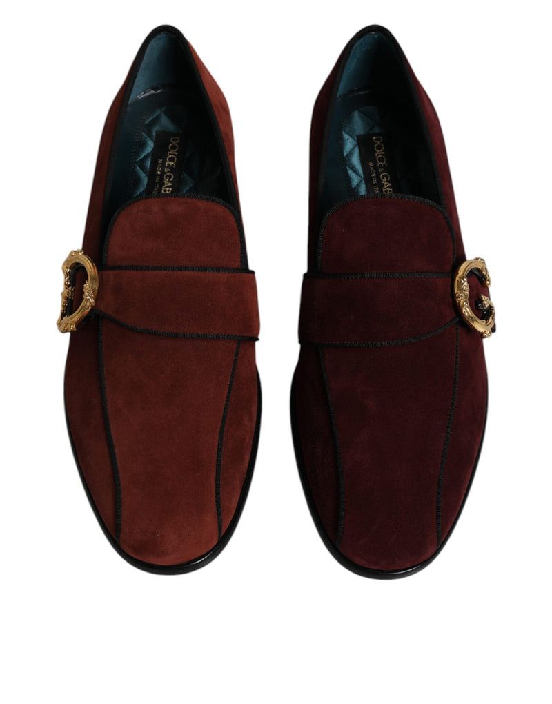 Dolce & Gabbana Bordeaux Suede Loafers - Chaussures Élégantes pour Hommes