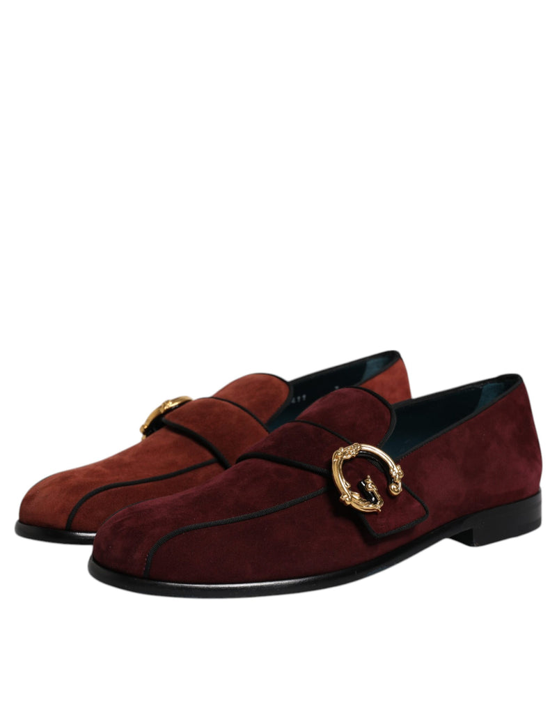 Dolce & Gabbana Bordeaux Suede Loafers - Chaussures Élégantes pour Hommes