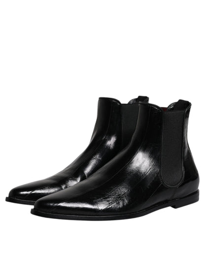Bottines Chelsea en cuir noir pour homme de Dolce & Gabbana
