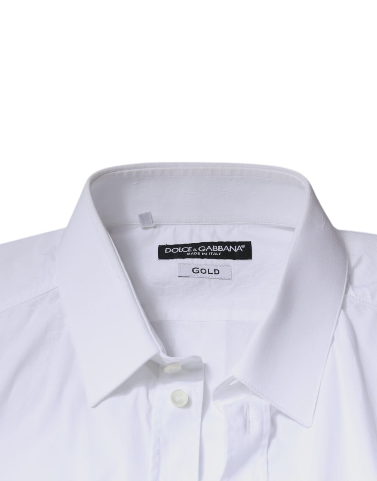 Chemise de cérémonie à manches longues en coton blanc, dorée, Dolce &amp; Gabbana