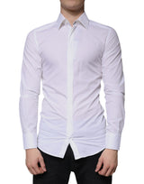 Chemise de cérémonie à manches longues en coton blanc, dorée, Dolce &amp; Gabbana