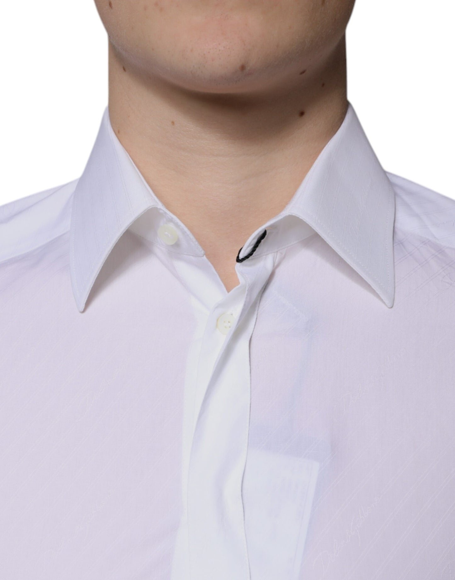 Dolce & Gabbana wit katoenen overhemd met lange mouwen en gouden details