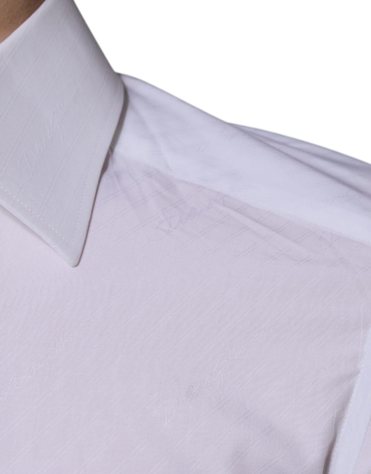 Chemise de cérémonie à manches longues en coton blanc, dorée, Dolce &amp; Gabbana