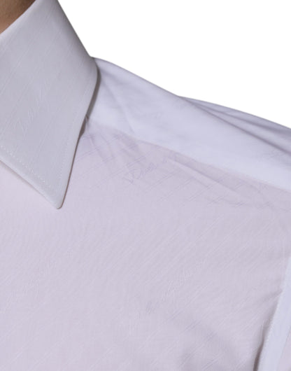 Dolce & Gabbana wit katoenen overhemd met lange mouwen en gouden details