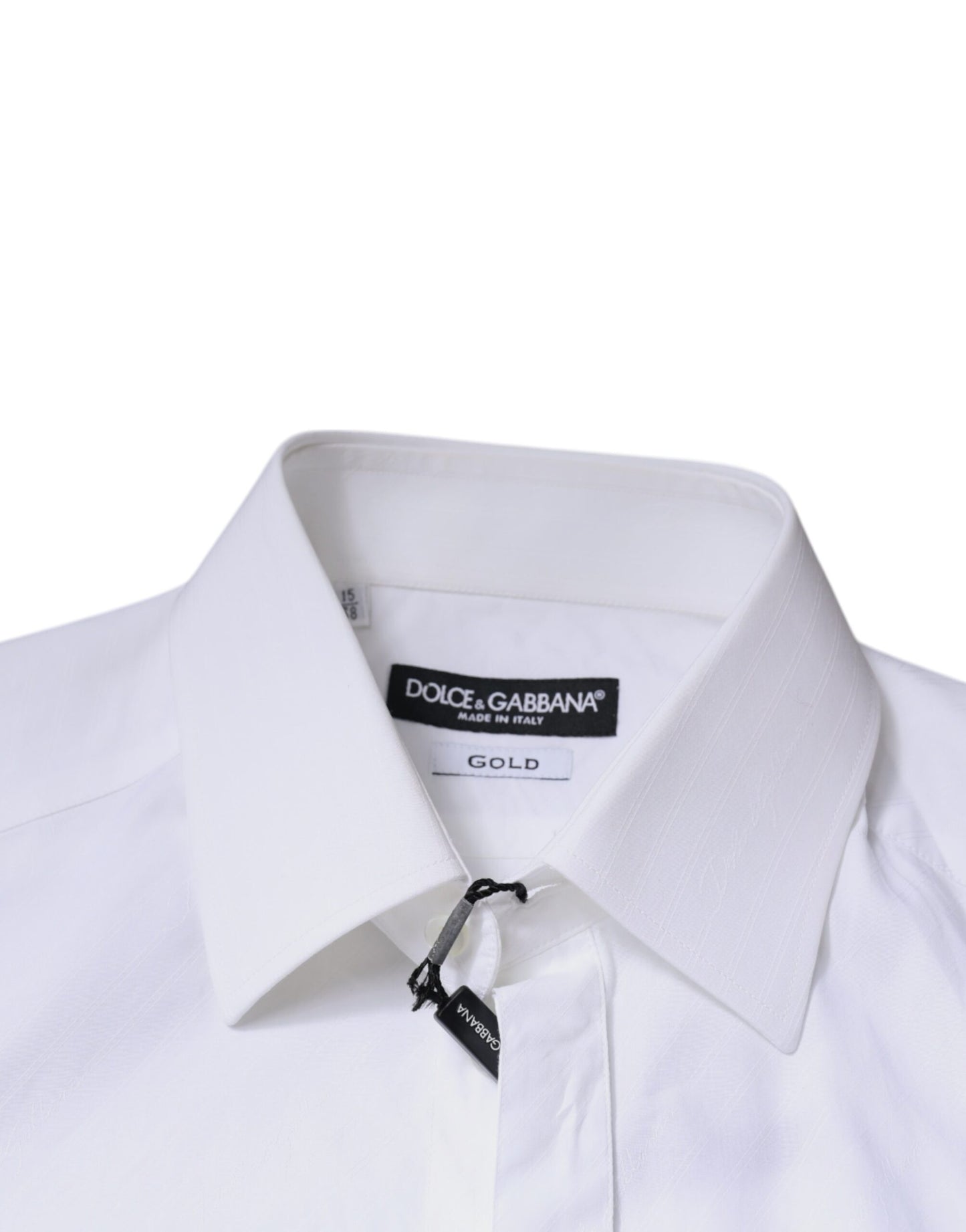 Dolce & Gabbana wit katoenen overhemd met lange mouwen en gouden details