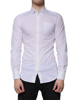 Chemise homme Dolce &amp; Gabbana, manches longues, en coton blanc, robe dorée.