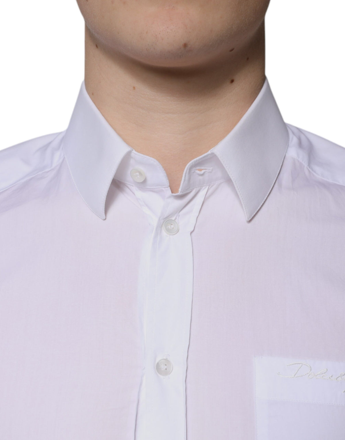 Chemise homme Dolce &amp; Gabbana, manches longues, en coton blanc, robe dorée.