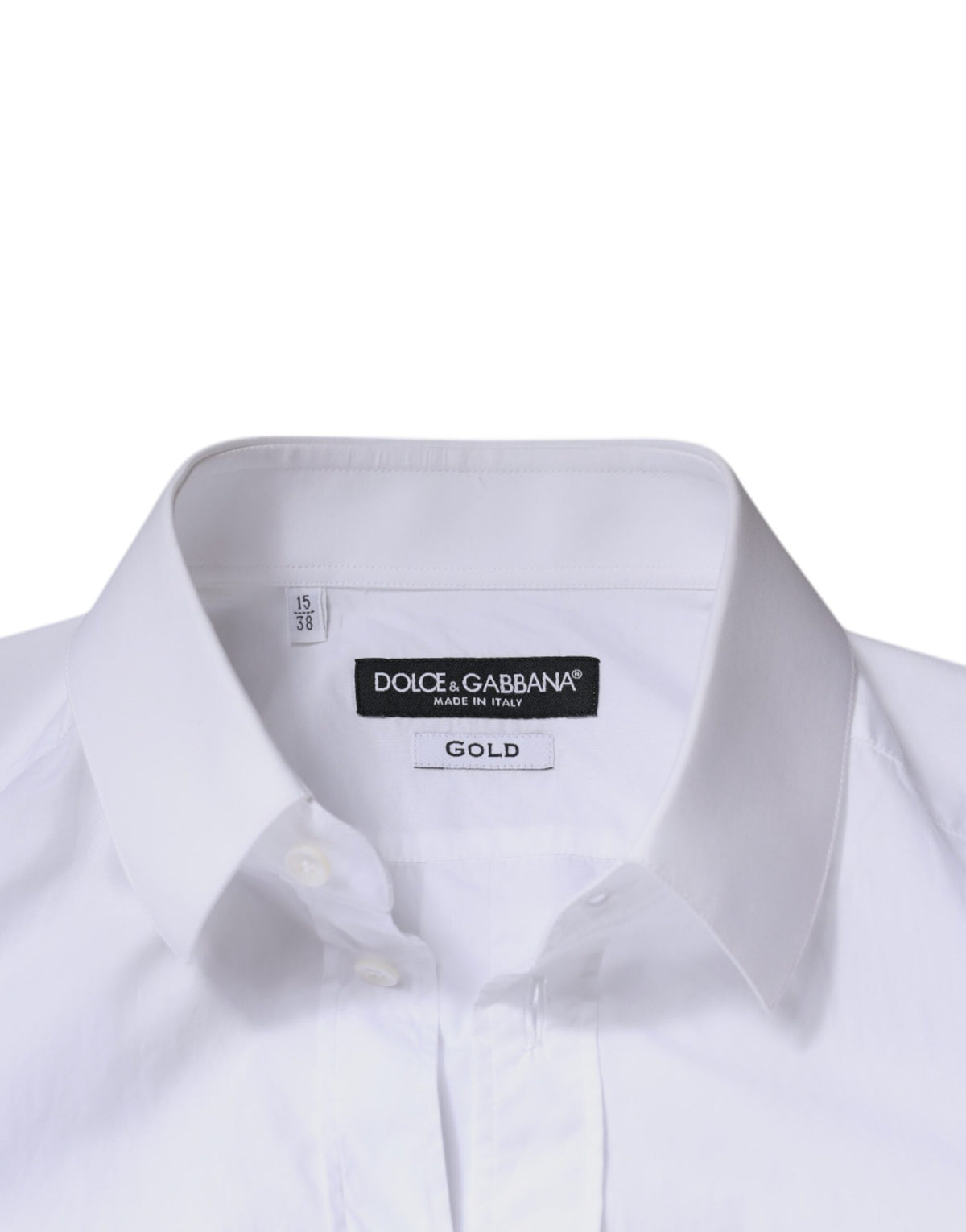 Chemise homme Dolce &amp; Gabbana, manches longues, en coton blanc, robe dorée.