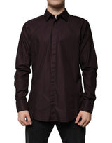 Chemise MARTINI à manches longues, coupe ajustée, en coton violet de Dolce &amp; Gabbana