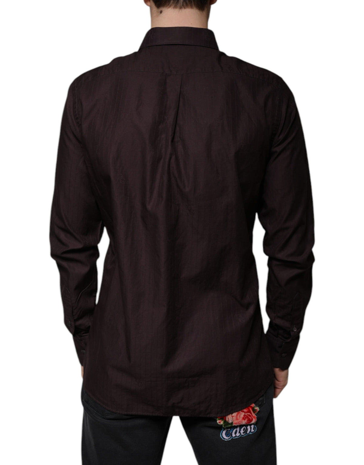 Chemise MARTINI à manches longues, coupe ajustée, en coton violet de Dolce &amp; Gabbana