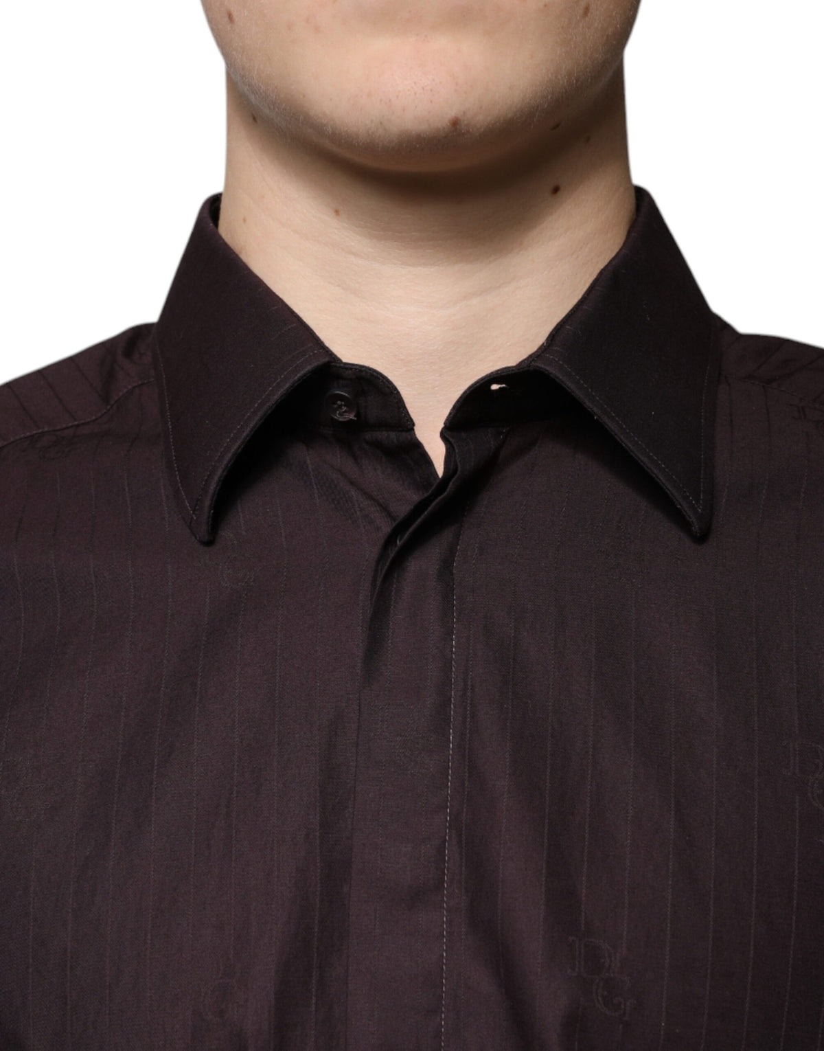 Chemise MARTINI à manches longues, coupe ajustée, en coton violet de Dolce &amp; Gabbana