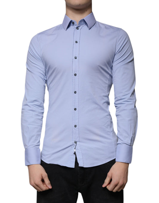 Chemise de ville SICILIA en coton bleu clair à coupe ajustée de Dolce &amp; Gabbana