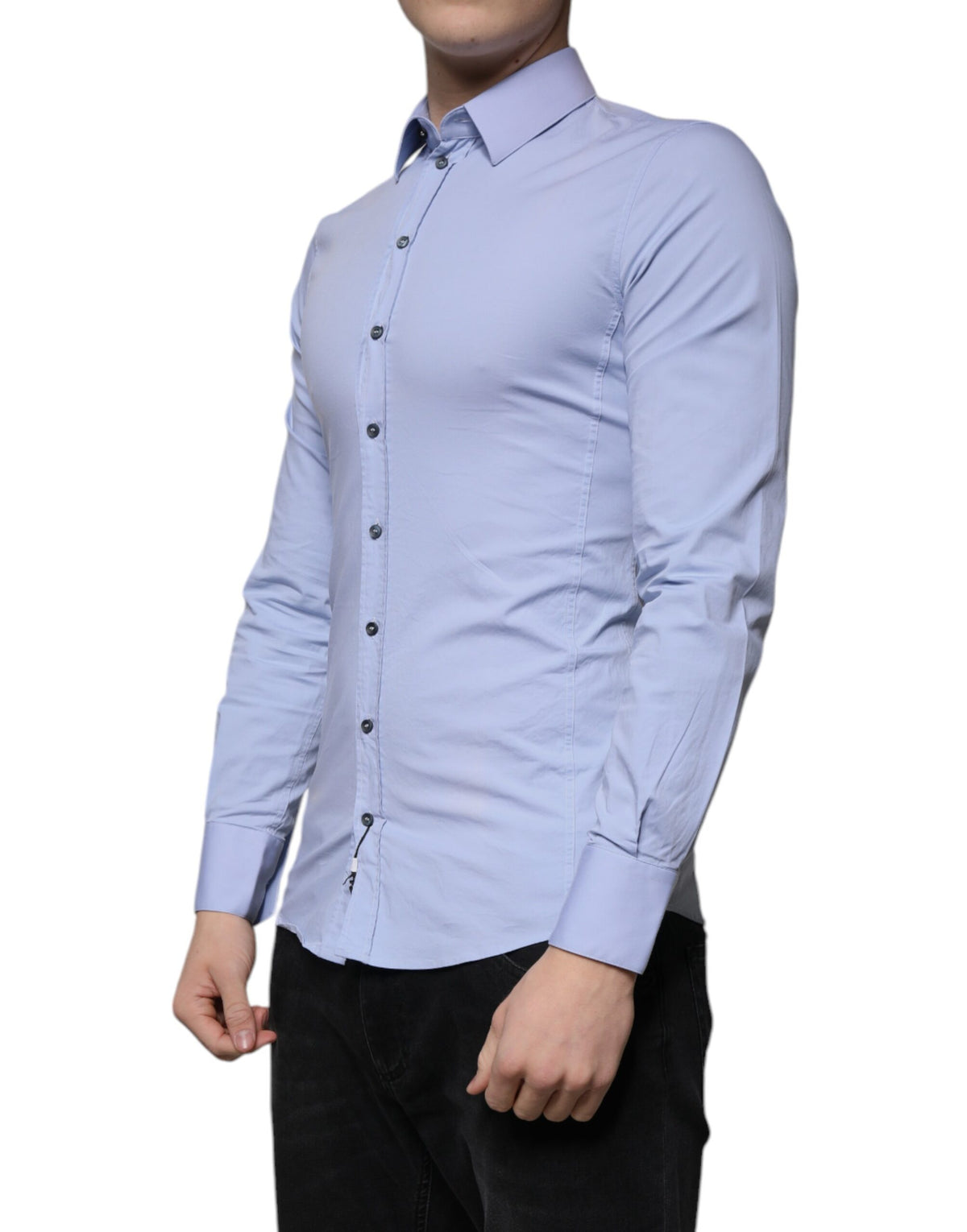 Chemise de ville SICILIA en coton bleu clair à coupe ajustée de Dolce &amp; Gabbana