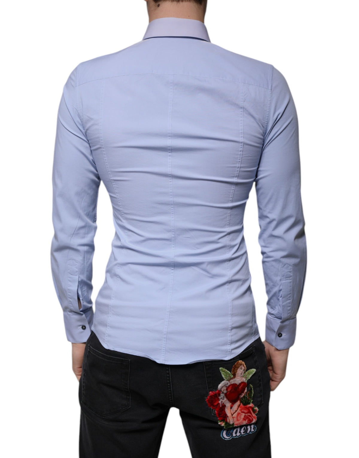 Chemise de ville SICILIA en coton bleu clair à coupe ajustée de Dolce &amp; Gabbana