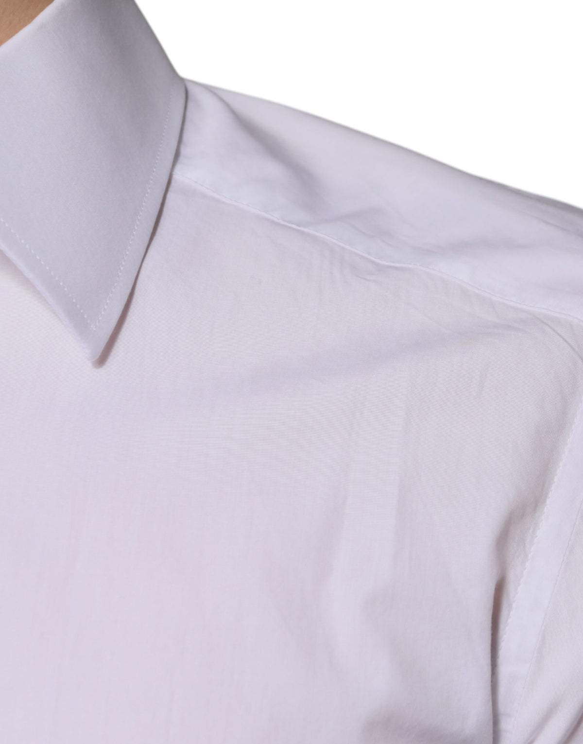 Chemise de ville homme Dolce &amp; Gabbana, coton blanc, coupe slim, dorée.
