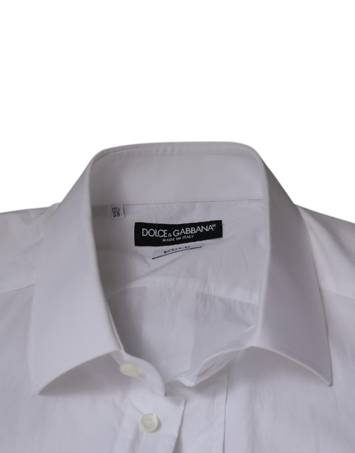 Chemise de ville homme Dolce &amp; Gabbana, coton blanc, coupe slim, dorée.