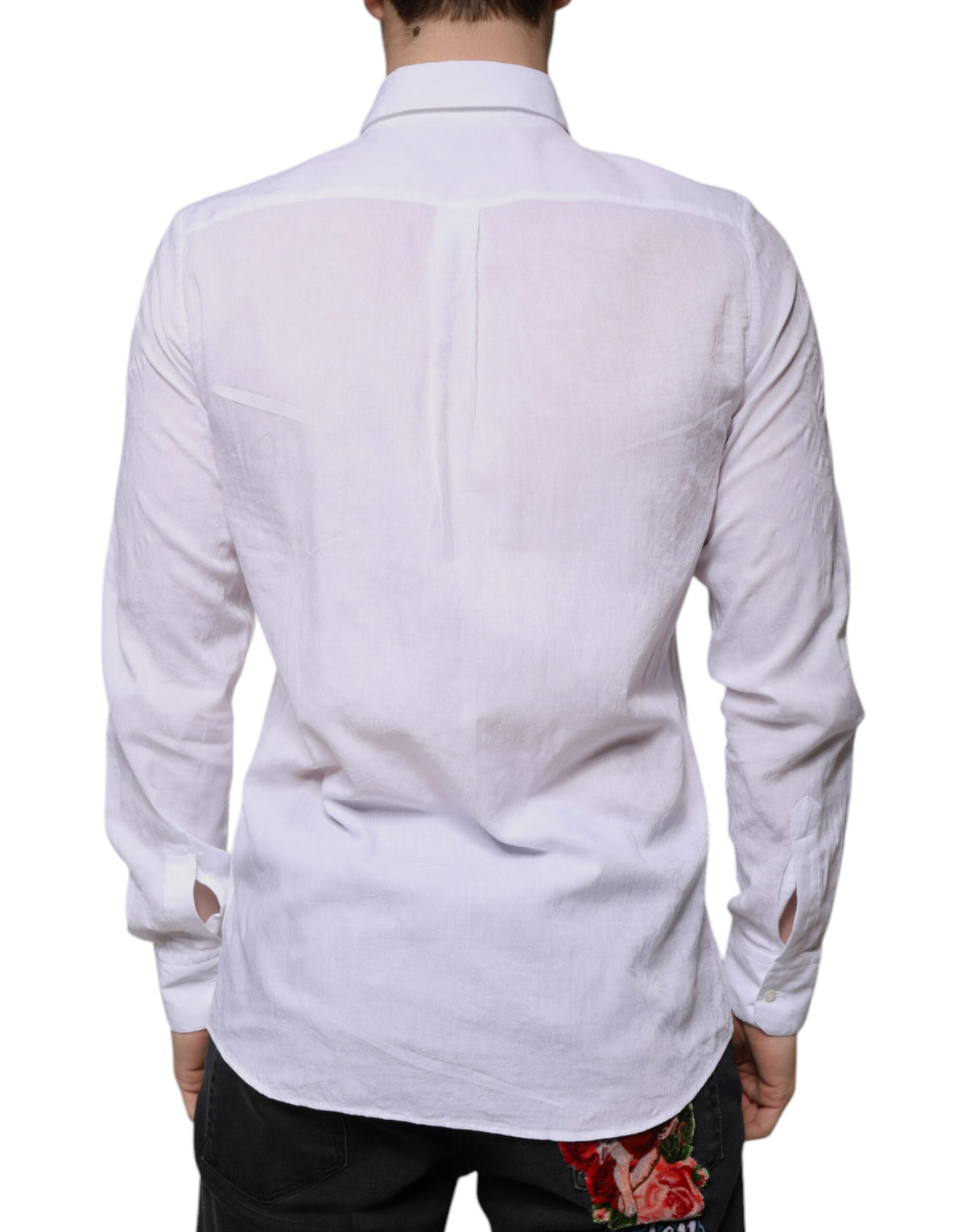 Chemise de ville homme blanche en coton, coupe ajustée, Dolce &amp; Gabbana