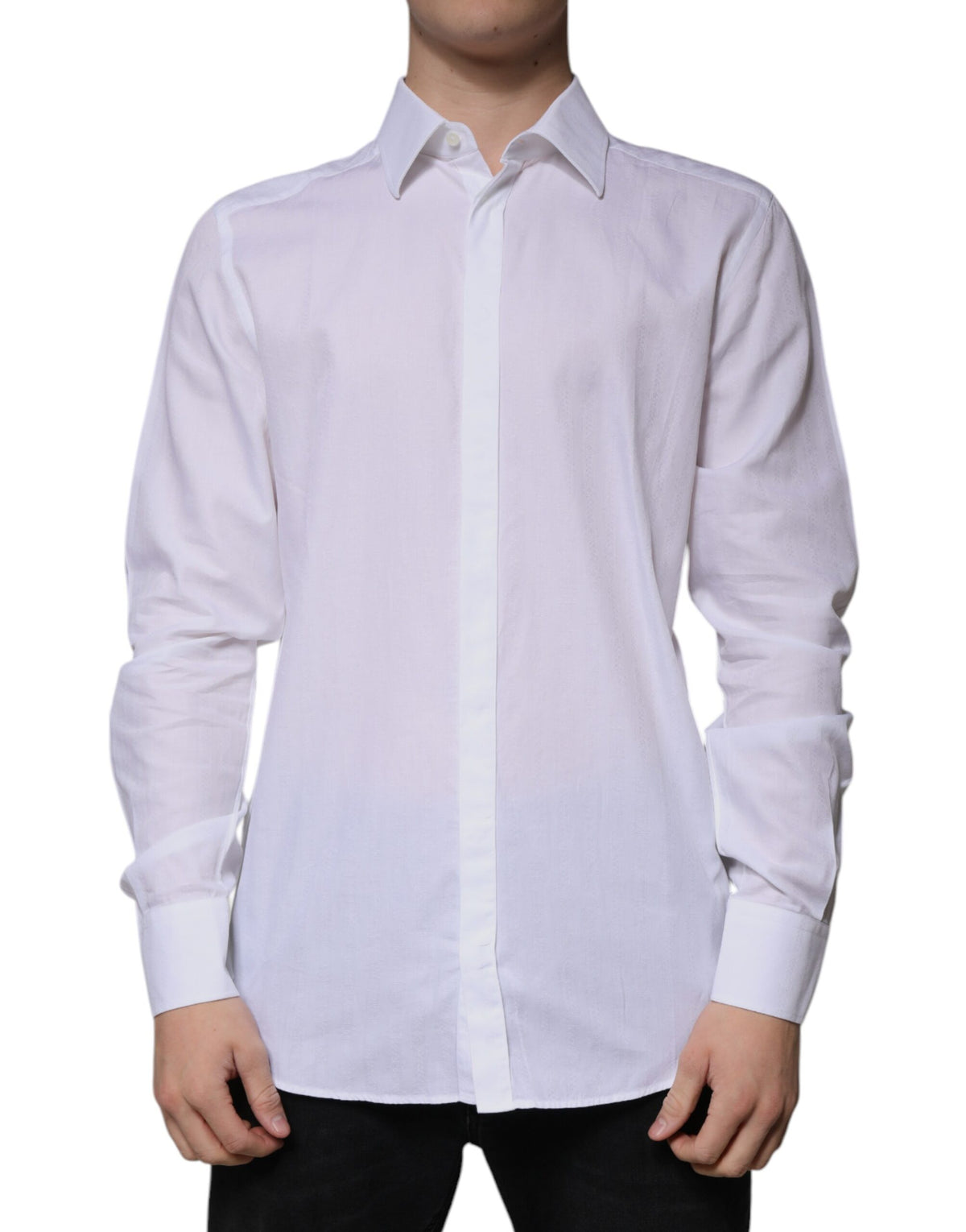 Chemise habillée dorée, coupe ajustée, en coton blanc de Dolce &amp; Gabbana.