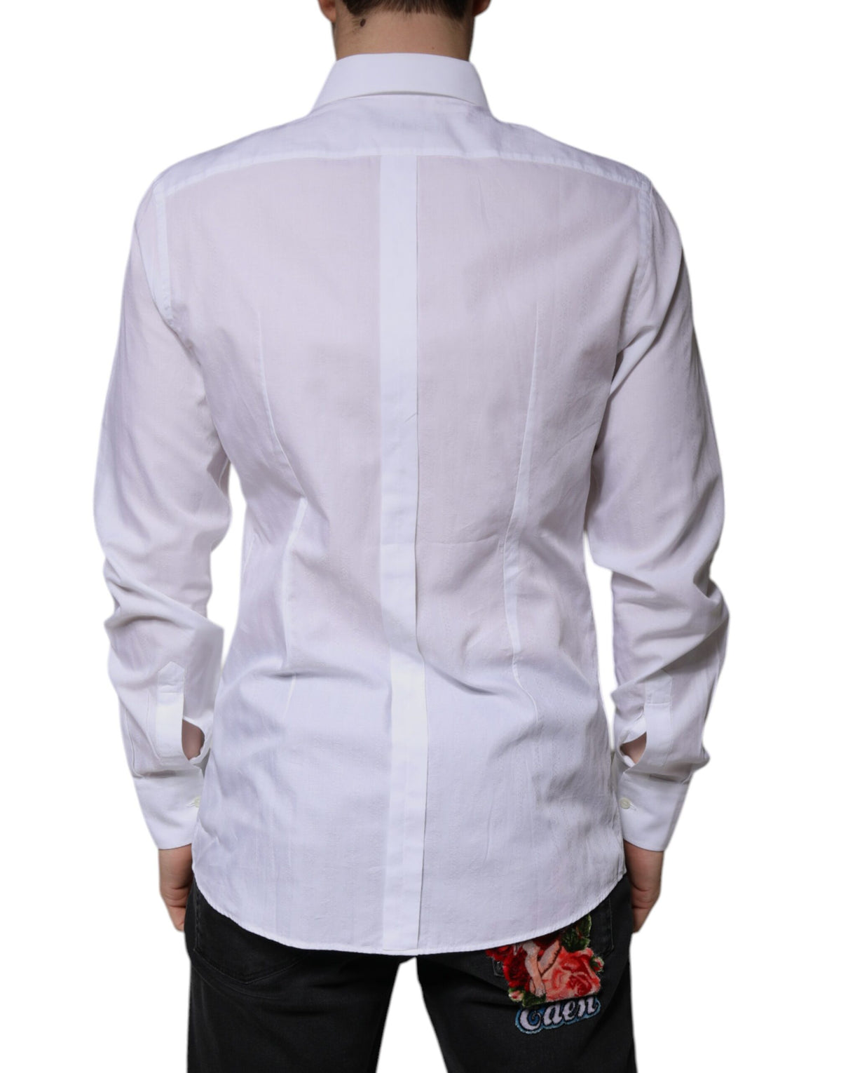Chemise habillée dorée, coupe ajustée, en coton blanc de Dolce &amp; Gabbana.