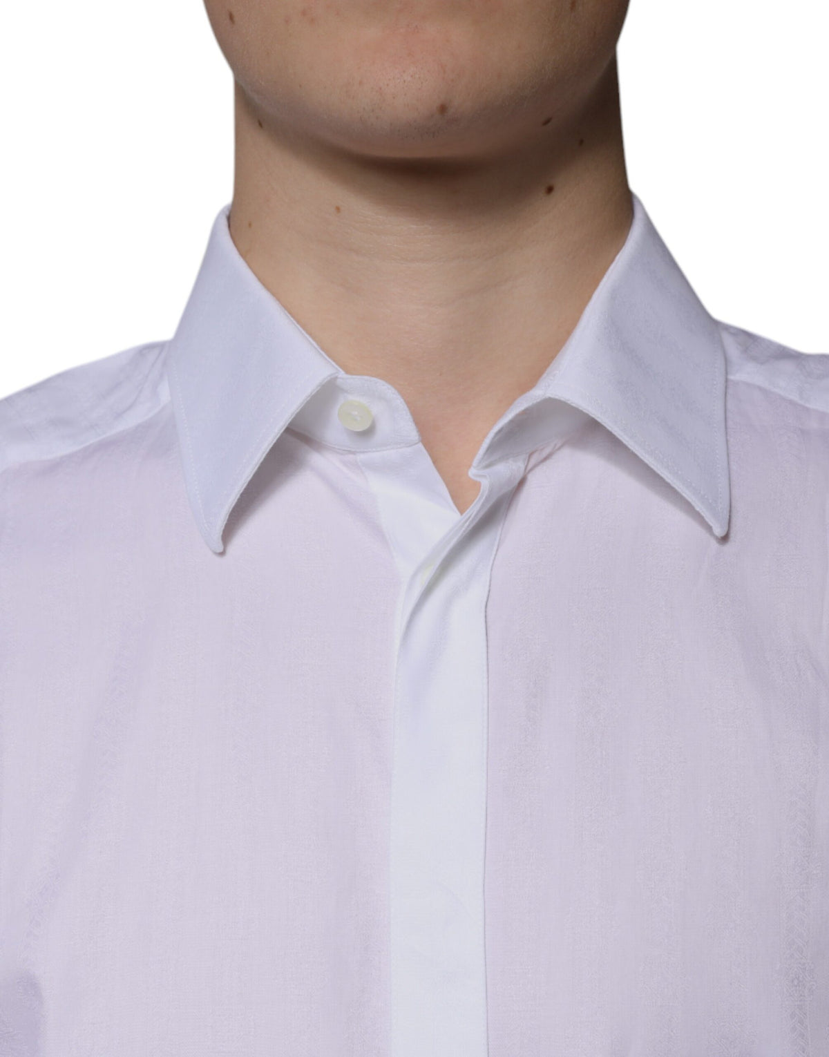 Chemise habillée dorée, coupe ajustée, en coton blanc de Dolce &amp; Gabbana.