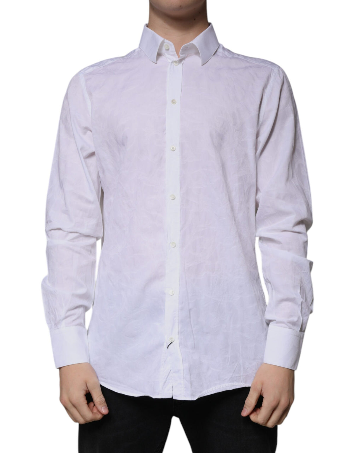 Chemise de ville MARTINI en coton blanc, coupe ajustée pour homme, Dolce &amp; Gabbana