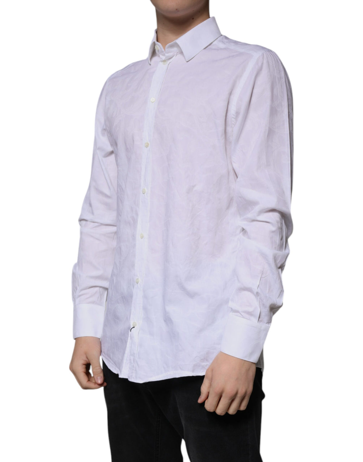 Chemise de ville MARTINI en coton blanc, coupe ajustée pour homme, Dolce &amp; Gabbana
