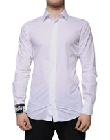 Chemise de ville dorée pour homme, coupe ajustée, en coton blanc de Dolce &amp; Gabbana