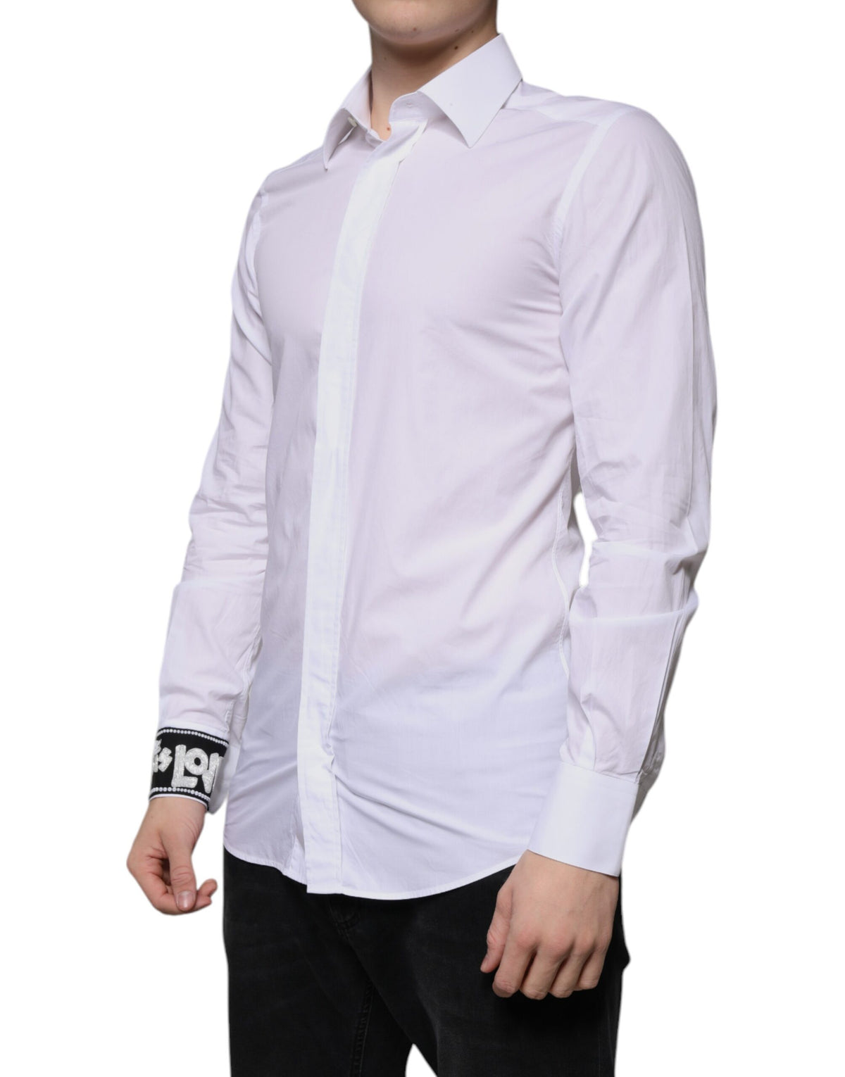 Chemise de ville dorée pour homme, coupe ajustée, en coton blanc de Dolce &amp; Gabbana