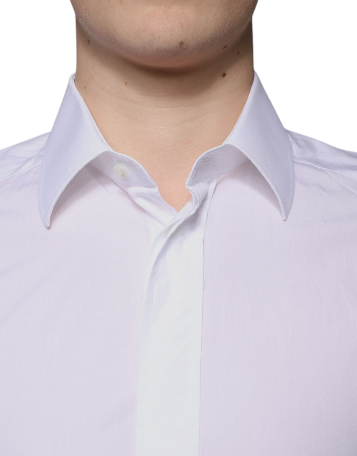 Chemise de ville dorée pour homme, coupe ajustée, en coton blanc de Dolce &amp; Gabbana