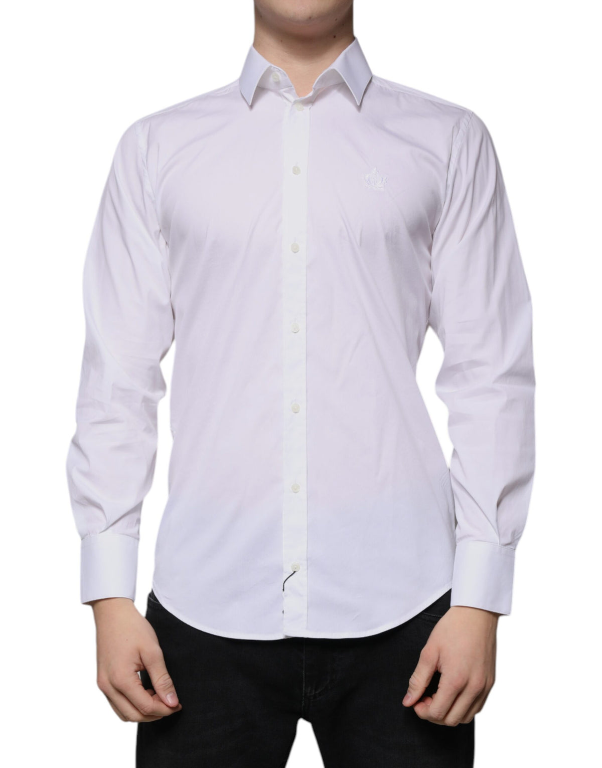 Chemise de ville MARTINI en coton blanc, coupe ajustée pour homme, Dolce &amp; Gabbana