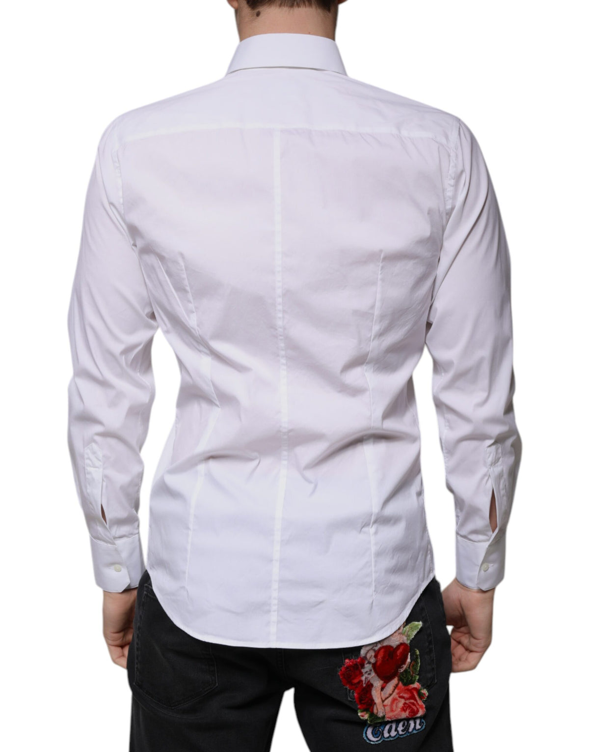 Chemise de ville MARTINI en coton blanc, coupe ajustée pour homme, Dolce &amp; Gabbana