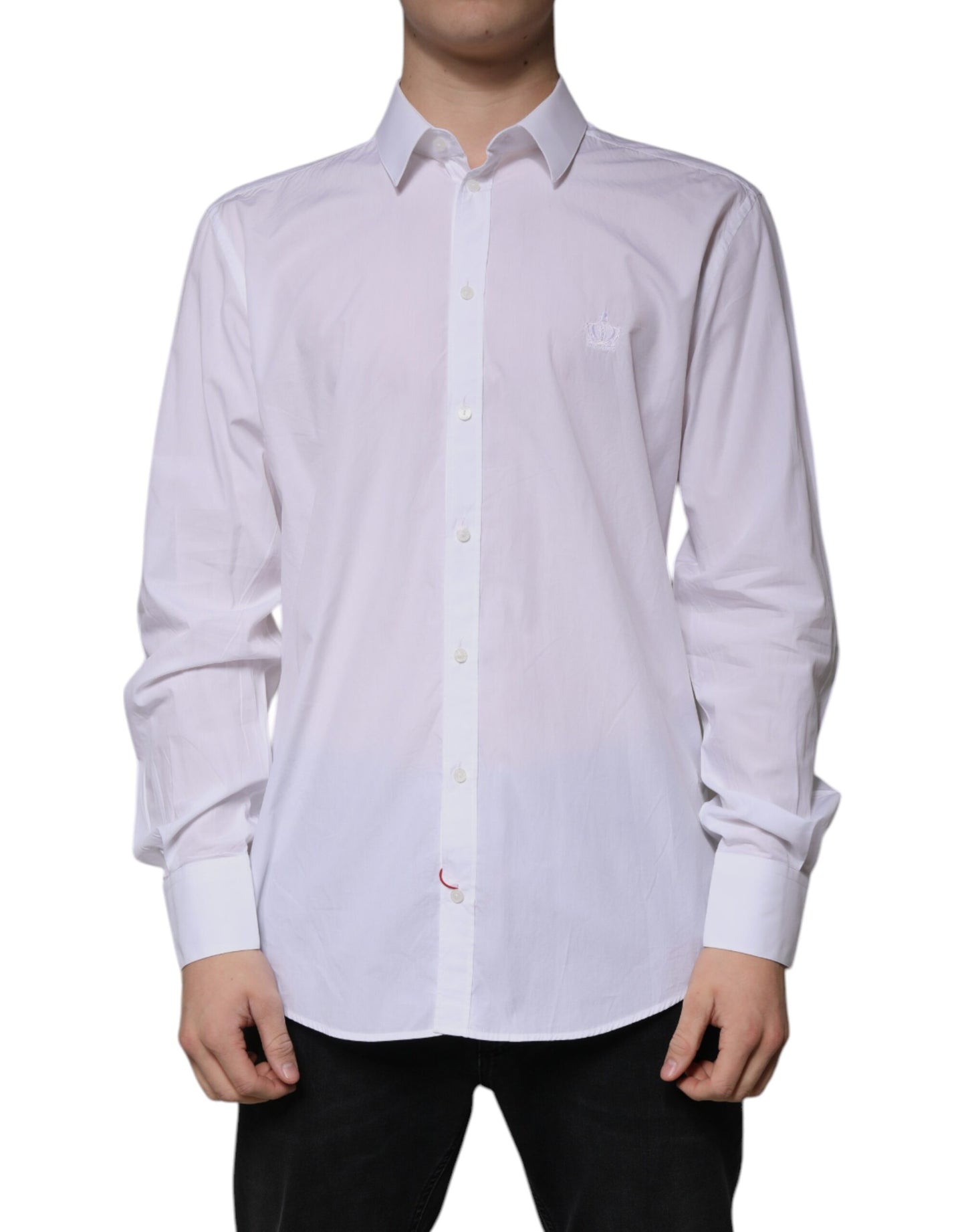 Chemise de ville MARTINI en coton blanc, coupe ajustée, Dolce &amp; Gabbana