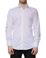 Chemise de cérémonie à manches longues en coton blanc, dorée, Dolce &amp; Gabbana