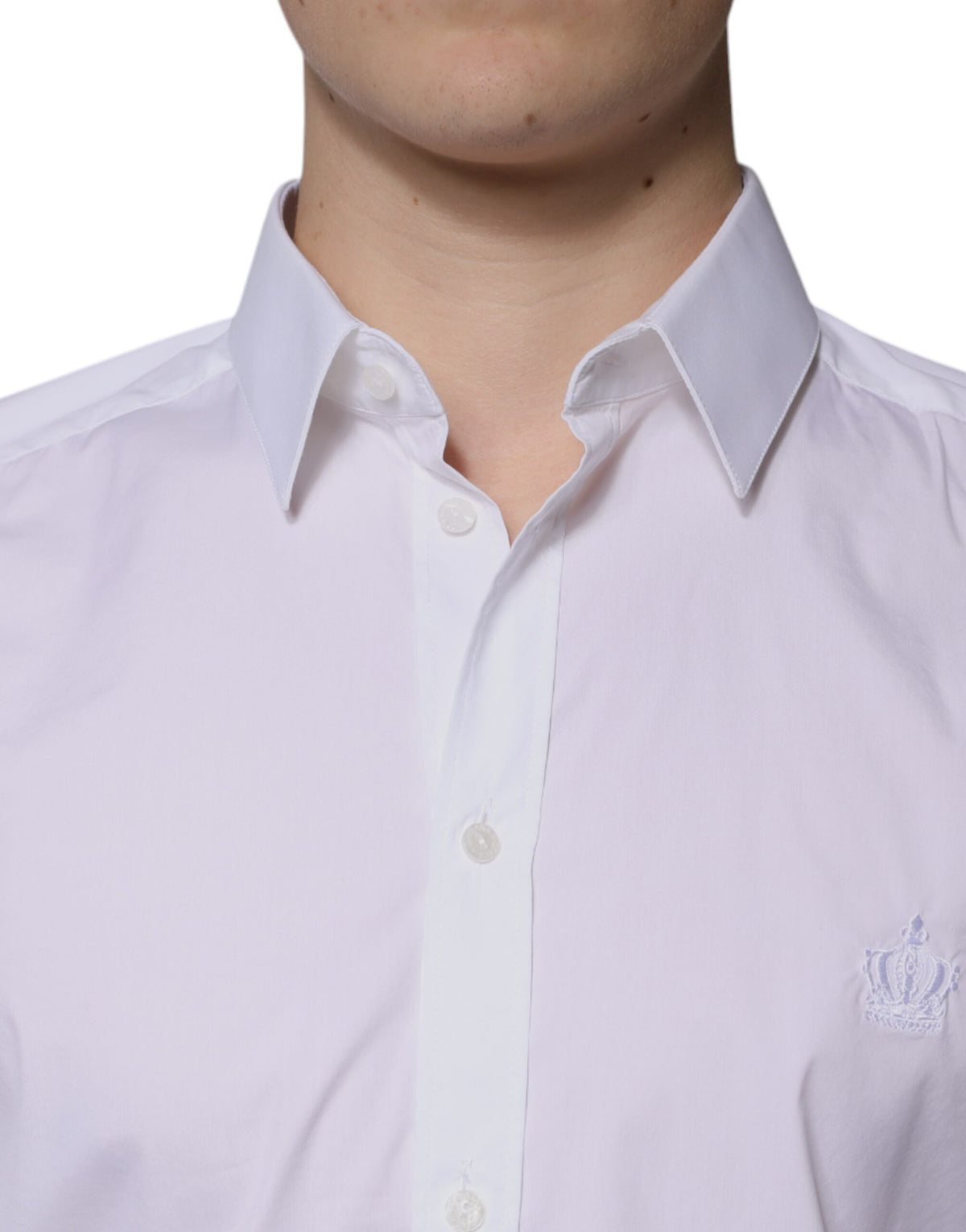 Chemise de cérémonie à manches longues en coton blanc, dorée, Dolce &amp; Gabbana