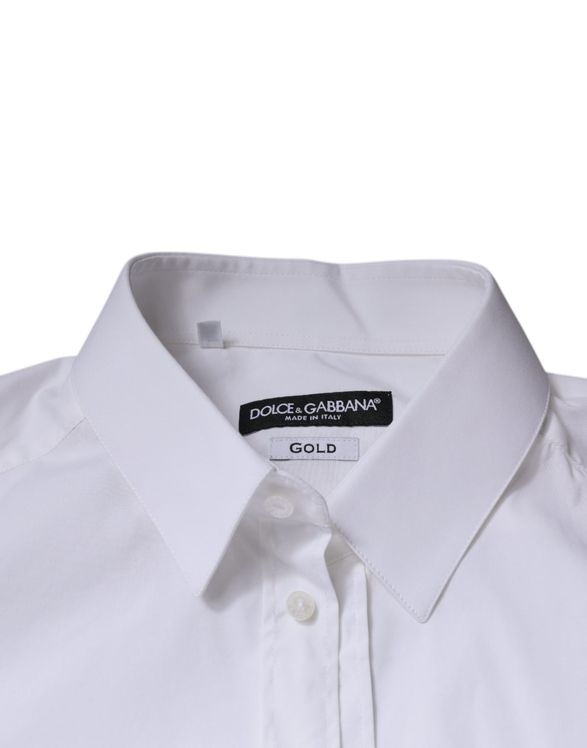 Chemise de cérémonie à manches longues en coton blanc, dorée, Dolce &amp; Gabbana