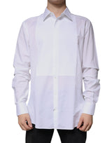 Chemise habillée blanche en popeline de coton à col montant de Dolce &amp; Gabbana, dorée.