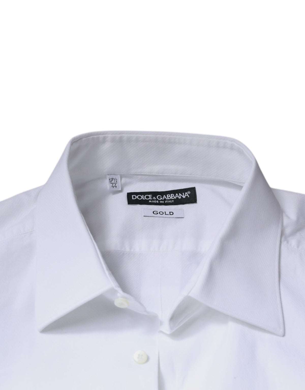 Chemise habillée blanche en popeline de coton à col montant de Dolce &amp; Gabbana, dorée.