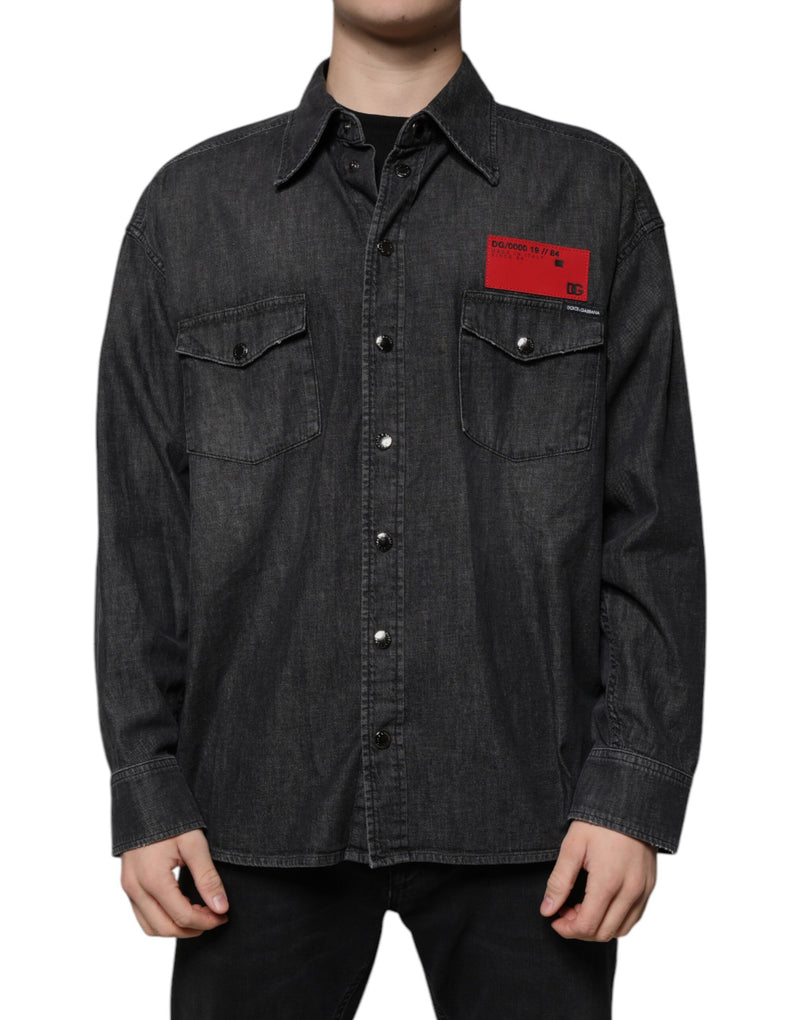 Chemise en jean à boutons et logo noir en coton de Dolce &amp; Gabbana