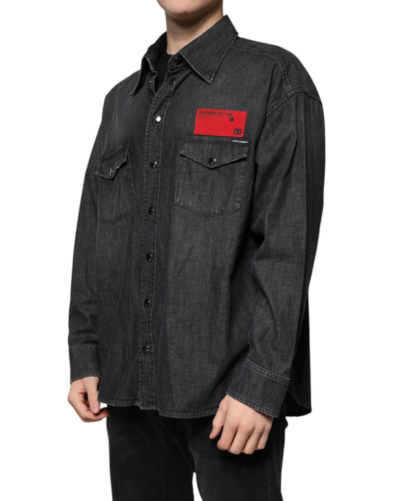 Chemise en jean à boutons et logo noir en coton de Dolce &amp; Gabbana