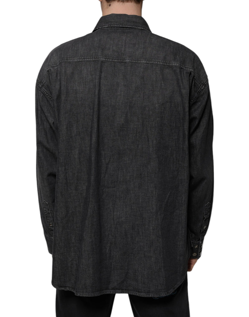 Chemise en jean à boutons et logo noir en coton de Dolce &amp; Gabbana