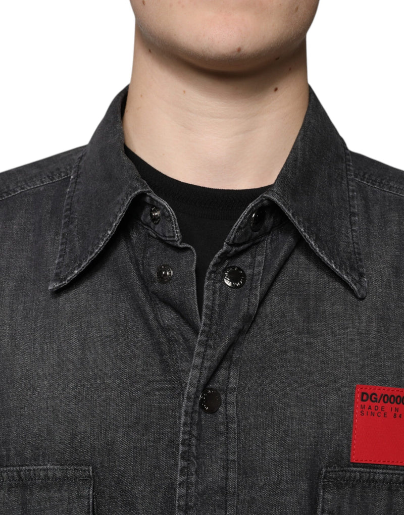 Chemise en jean à boutons et logo noir en coton de Dolce &amp; Gabbana