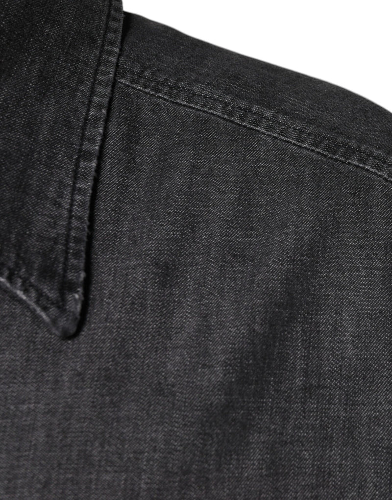 Chemise en jean à boutons et logo noir en coton de Dolce &amp; Gabbana