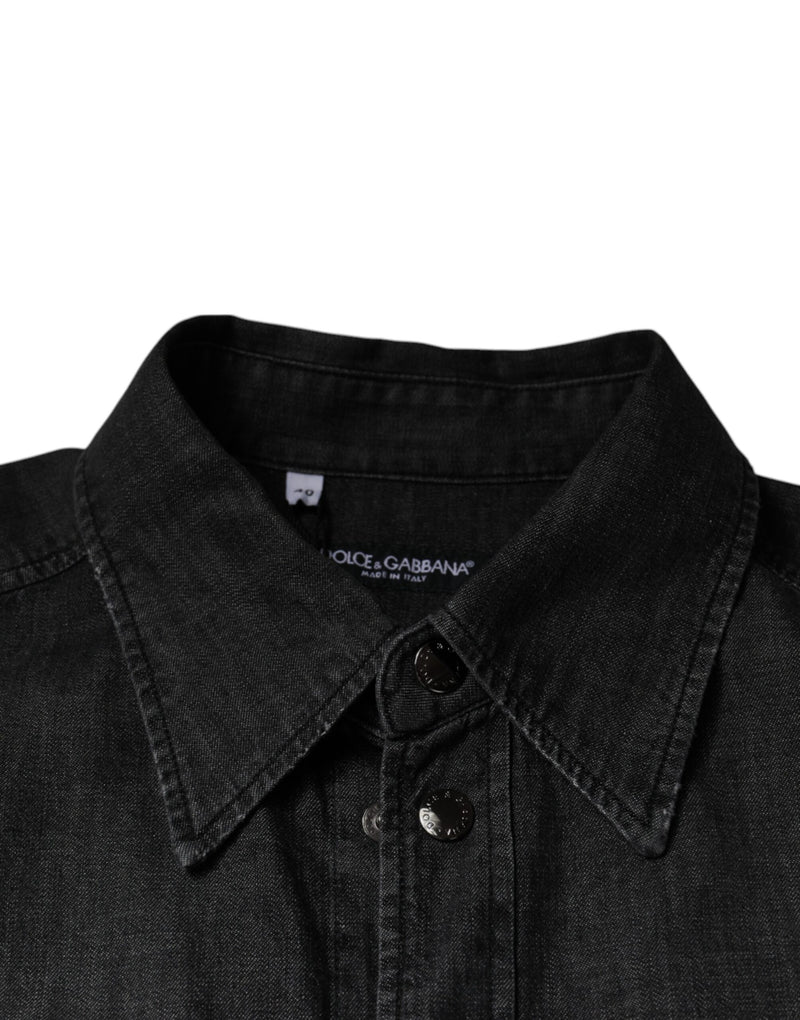 Chemise en jean à boutons et logo noir en coton de Dolce &amp; Gabbana