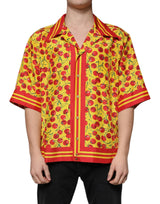 Chemise casual en soie à boutons, jaune cerise, Dolce &amp; Gabbana