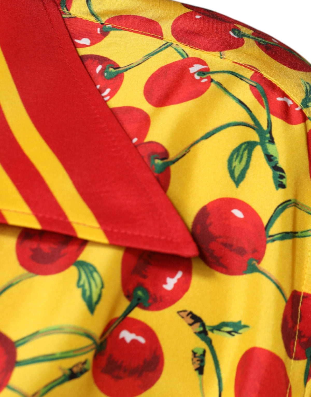 Chemise casual en soie à boutons, jaune cerise, Dolce &amp; Gabbana