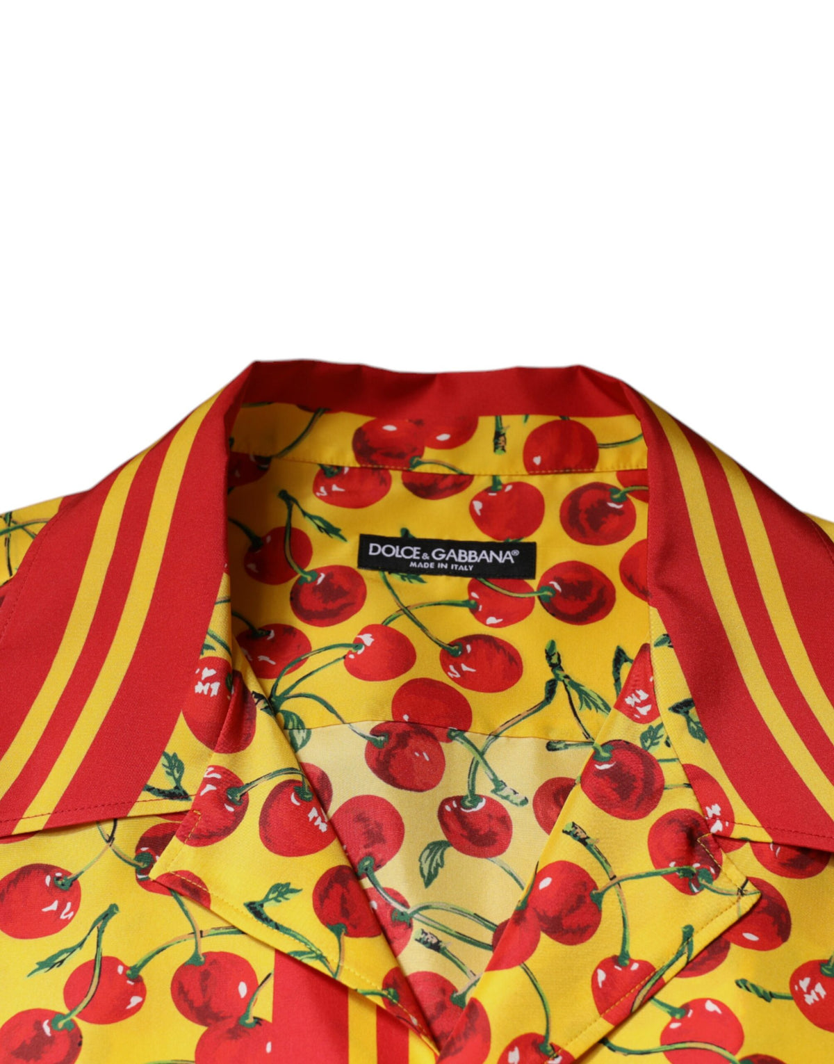 Chemise casual en soie à boutons, jaune cerise, Dolce &amp; Gabbana