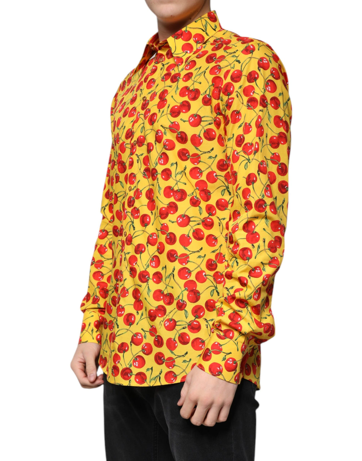 Chemise MARTINI en coton à pois cerise jaune de Dolce &amp; Gabbana