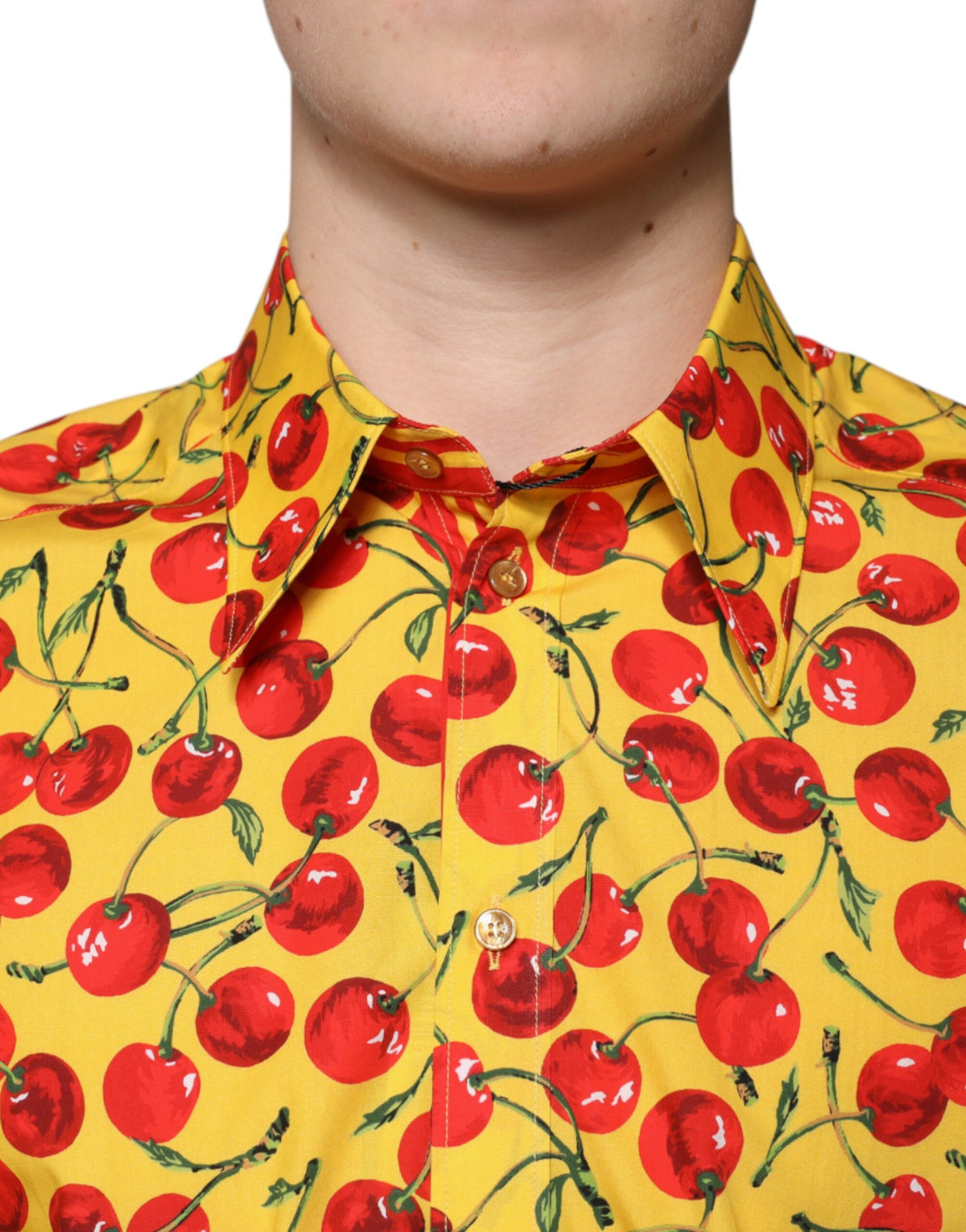 Chemise MARTINI en coton à pois cerise jaune de Dolce &amp; Gabbana
