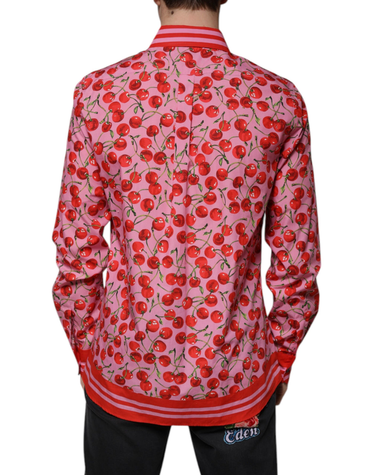 Chemise de cérémonie en coton à pois roses Dolce &amp; Gabbana, modèle MARTINI.