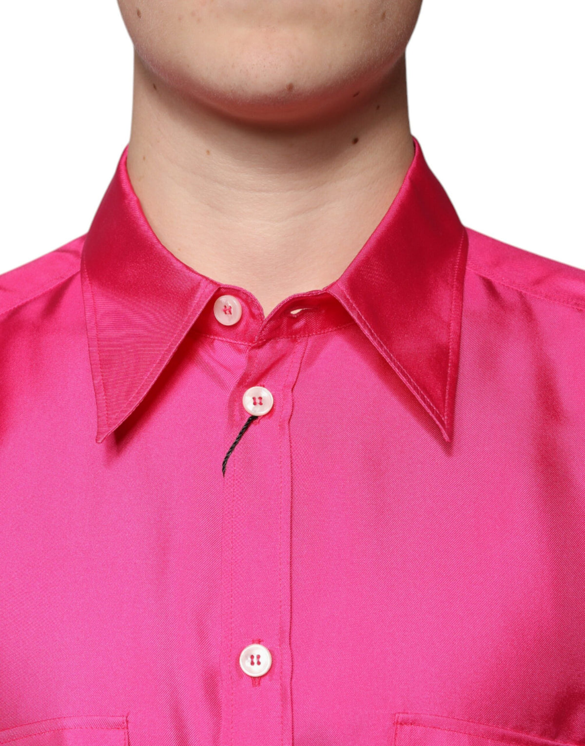 Chemise homme à col boutonné en soie rose de Dolce &amp; Gabbana